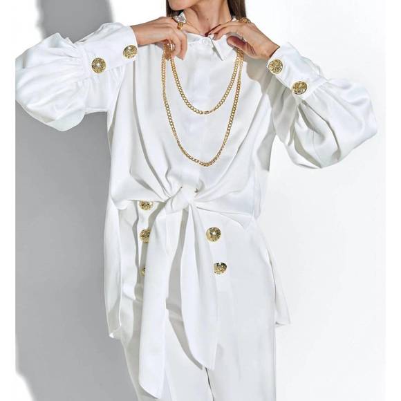 NEW CRISTINA SABATINI alessia long sleeve blouse in off white - Picture 3 of 3